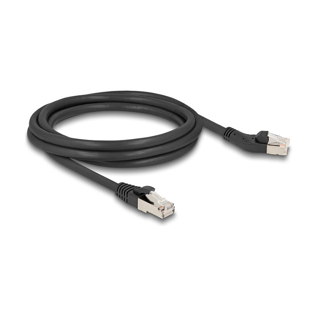 DeLOCK Cable de red RJ45 Cat.6A S/FTP 2 m Negro con conector de 45° a la izquierda DeLOCK Cable de red RJ45 Cat.6A S/FTP 2 m Negro con conector de 45° a la izquierda
