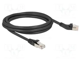 DeLOCK Cable de red Cat.6A S/FTP de 2 m con conector en ángulo a la izquierda, Negro