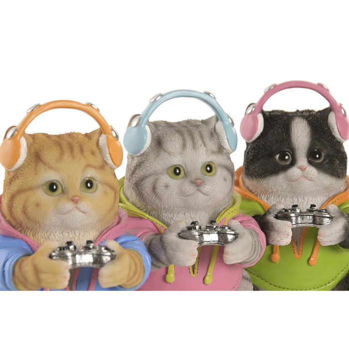 DKD Home Decor Figura de Gato Gamer en Resina, Surtido de 3 Unidades DKD Home Decor Figura de Gato Gamer en Resina, Surtido de 3 Unidades