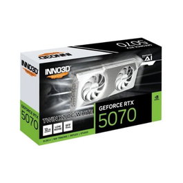 INNO3D Tarjeta Gráfica GeForce RTX 5070 Twin X2 OC WHITE 12GB GDDR7 192-bit, 6144 núcleos CUDA, PCIe 5.0, DLSS 4, NVIDIA Reflex 2, 3x DisplayPort, 1x HDMI - Color Blanco