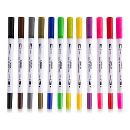 LOKLiK Europe Dual Tip Brush Pens - 12 Colores