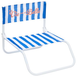 Home Deco Factory Silla de Playa Plegable Azul Colección Dolce Vita - Apta Exterior, Poliéster Hidrófugo, Tratamiento UV y Epoxi