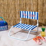 Home Deco Factory Silla de Playa Plegable Azul Colección Dolce Vita - Apta Exterior, Poliéster Hidrófugo, Tratamiento UV y Epoxi