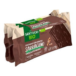 SANTIVERI Tostadas Trigo Sarraceno Chocolate Negro 6 Unidades Sin Gluten Ecológico