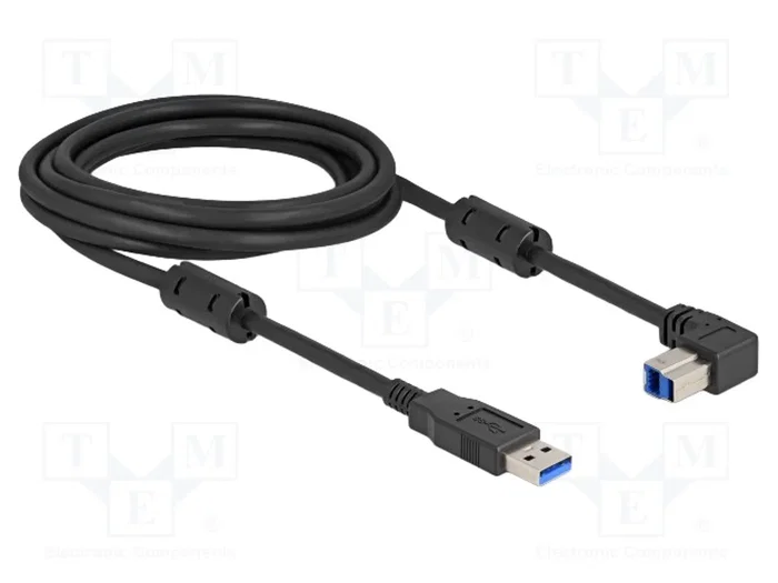 DeLOCK Cable USB 5 Gbps Tipo-A a Tipo-B con ángulo de 90° hacia abajo, 3 m