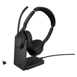 Jabra Link380c UC - Auriculares Stereo Inalambricos Evolve2 55 con Base de Carga Stand para Oficina