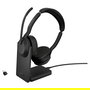 Jabra Evolve2 55 Link380c UC - Auriculares inalámbricos para oficina con diadema, cancelación de ruido, Bluetooth 5.2, micrófono boom, 18h de batería, color Negro