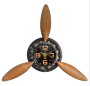 DKD Home Decor Reloj de Pared Hélice de Avión Negro y Marrón