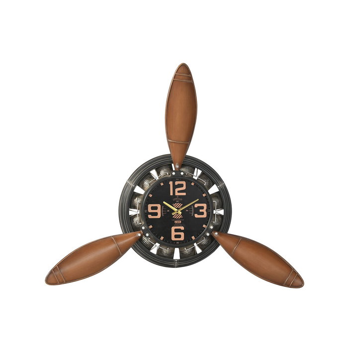 DKD Home Decor Reloj de Pared Hélice de Avión Negro y Marrón DKD Home Decor Reloj de Pared Hélice de Avión Negro y Marrón