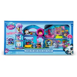 Littlest Pet Shop - Set de Juego con 4 Figuras y más de 20 Accesorios, Incluye Deluxe Pet Shop House - LIT3701405826093