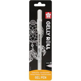 Talens Sakura Bolígrafo Gelly Roll 08 Blanco Blíster 1 Ud - Punta 0.8mm para Manualidades, Scrapbooking, Ilustración y Cómics - Tinta Blanca Opaca para Papeles Oscuros