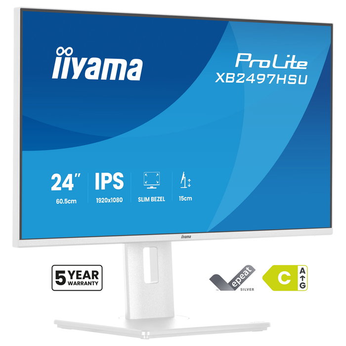 iiyama ProLite XB2497HSU-W1 Monitor 23,8 Pulgadas Full HD IPS Blanco iiyama ProLite XB2497HSU-W1 Monitor 23,8 Pulgadas Full HD IPS Blanco