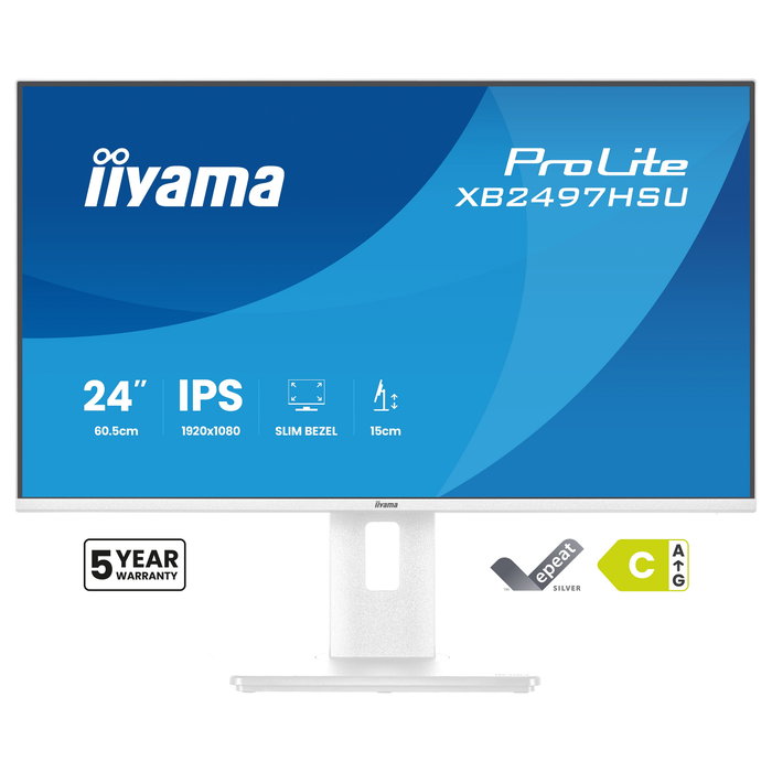 iiyama ProLite XB2497HSU-W1 Monitor 23,8 Pulgadas Full HD IPS Blanco iiyama ProLite XB2497HSU-W1 Monitor 23,8 Pulgadas Full HD IPS Blanco
