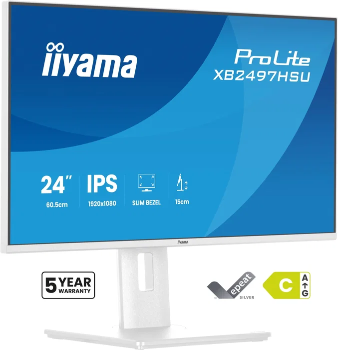iiyama ProLite XB2497HSU-W1 Monitor 23,8 Pulgadas Full HD IPS Blanco iiyama ProLite XB2497HSU-W1 Monitor 23,8 Pulgadas Full HD IPS Blanco