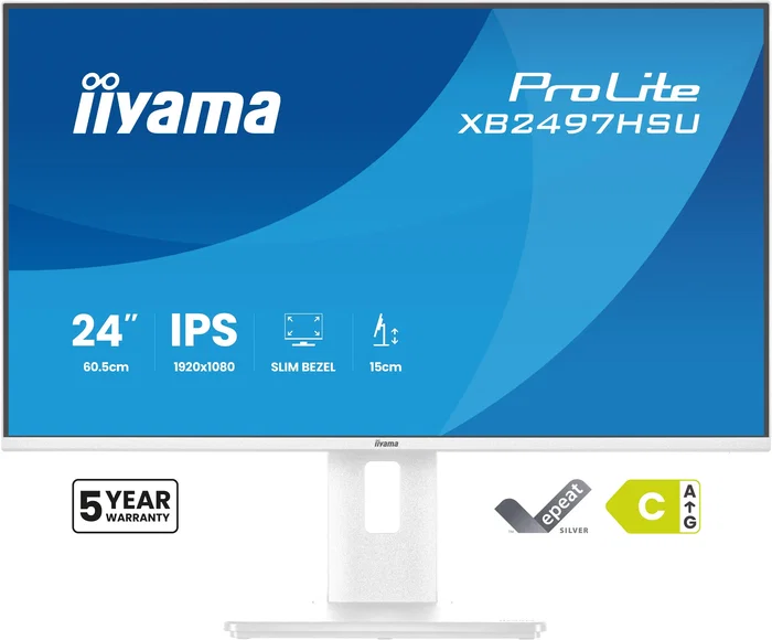 iiyama ProLite XB2497HSU-W1 Monitor 23,8 Pulgadas Full HD IPS Blanco iiyama ProLite XB2497HSU-W1 Monitor 23,8 Pulgadas Full HD IPS Blanco