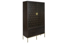 DKD Home Decor Armario Rombo gold Moderno Marron Oscuro Dorado 40 x 175 x 100 cm