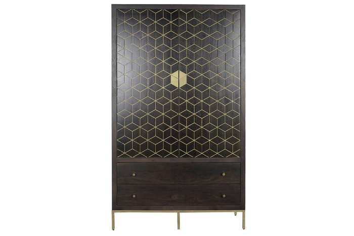 DKD Home Decor Armario Rombo gold Moderno Marron Oscuro Dorado 40 x 175 x 100 cm DKD Home Decor Armario Rombo gold Moderno Marron Oscuro Dorado 40 x 175 x 100 cm