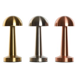 DKD Home Decor Lámpara Sobremesa Moderno Dorado Plateado Cobrizo LED Recargable Táctil 3 Niveles Brillo 3 Unidades 9 x 21 x 9 cm