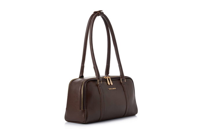 Vince Camuto Bolso de Hombro Marrón Chocolate - Cuero de Polivinilo Elegante y Duradero con 3 Bolsillos Interiores