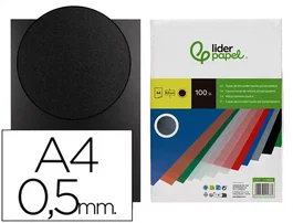 Liderpapel Tapa Encuadernacion Polipropileno Negro Opaco A4 0.5mm Paquete 100 Unidades
