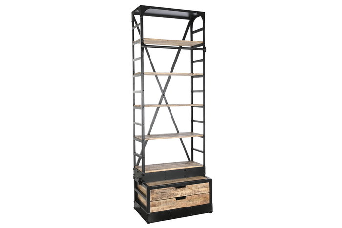 DKD Home Decor Estanteria Loft Natural Negro Metal Mango 47 x 220 x 75 cm