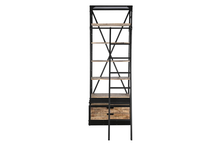 DKD Home Decor Estanteria Loft Natural Negro Metal Mango 47 x 220 x 75 cm