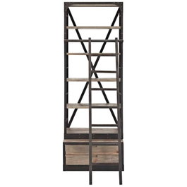 DKD Home Decor Estanteria Loft Natural Negro Metal Mango 47 x 220 x 75 cm