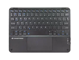 Conceptronic TOBIN01BES Teclado Bluetooth Compacto (Tenkeyless) Touchpad QWERTY Español Negro - Teclado Mini Inalámbrico Universal