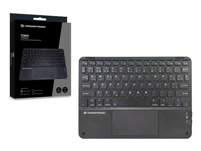 Conceptronic TOBIN01BES Teclado Bluetooth Compacto (Tenkeyless) Touchpad QWERTY Español Negro - Teclado Mini Inalámbrico Universal Conceptronic TOBIN01BES Teclado Bluetooth Compacto (Tenkeyless) Touchpad QWERTY Español Negro - Teclado Mini Inalámbrico Universal