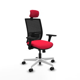 PIQUERAS Y CRESPO Silla de oficina Yunquera con mecanismo Sincro/Traslack, Tela Roja y Malla Negra