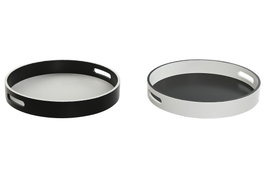 DKD Home Decor Bandeja MDF 35x35x5 cm Surtida en Blanco y Negro
