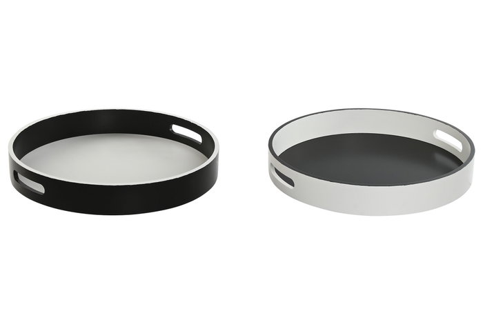 DKD Home Decor Bandeja MDF 35x35x5 cm Surtida en Blanco y Negro DKD Home Decor Bandeja MDF 35x35x5 cm Surtida en Blanco y Negro