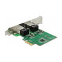 DeLOCK 89999 Tarjeta de Red Gigabit LAN PCI Express x1 Interna, 2 Puertos RJ45, RTL8111H, 10/100/1000 Mbit/s, Verde, para Windows/Mac/Linux