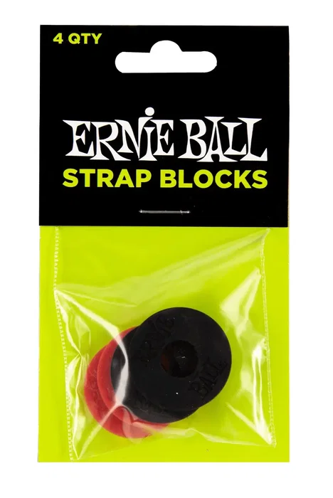 Ernieball Strap Blocks para Guitarra, Rojo y Negro, 4 Piezas
