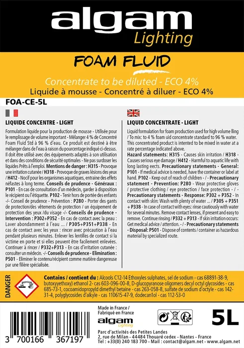ALGAMLIGHT Líquido Eco para Máquinas de Espuma 4% - 5 Litros