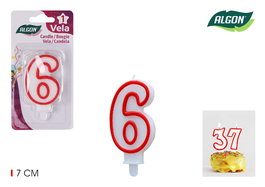 Algon Vela Blanca Con Borde Rojo N.6 7 cm (36 Unidades)