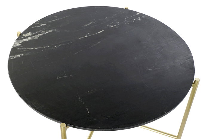 DKD Home Decor Mesa Centro Glam 81 x 44 x 81 cm Mármol Hierro Negro Dorado