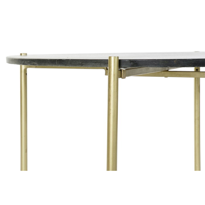 DKD Home Decor Mesa de Centro de Mármol y Hierro 81x81x44 cm Negro y Dorado