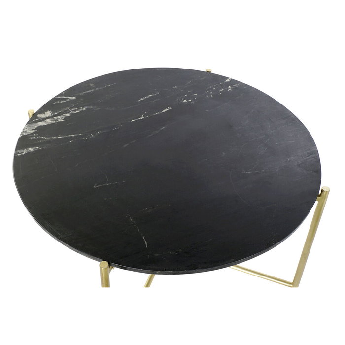 DKD Home Decor Mesa de Centro de Mármol y Hierro 81x81x44 cm Negro y Dorado