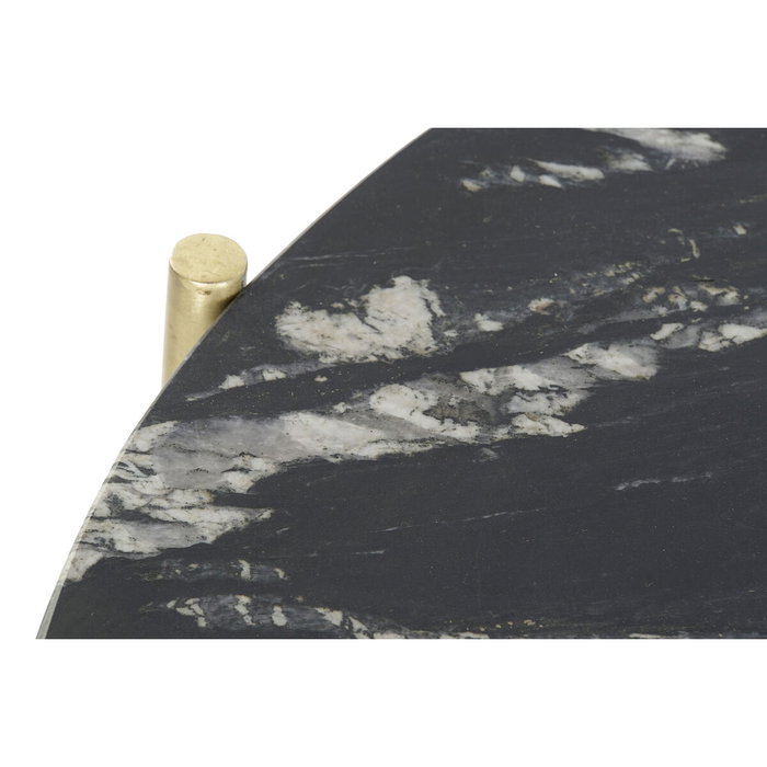 DKD Home Decor Mesa de Centro de Mármol y Hierro 81x81x44 cm Negro y Dorado