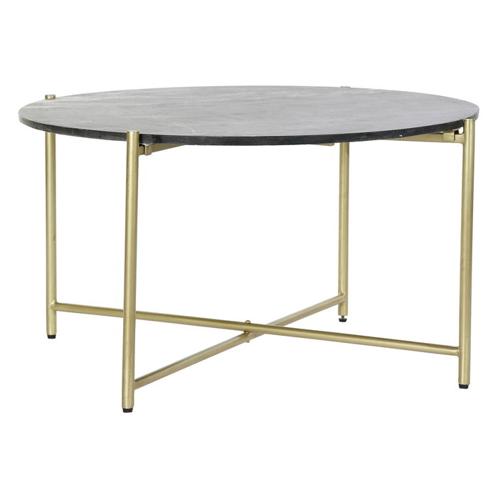 DKD Home Decor Mesa de Centro de Mármol y Hierro 81x81x44 cm Negro y Dorado
