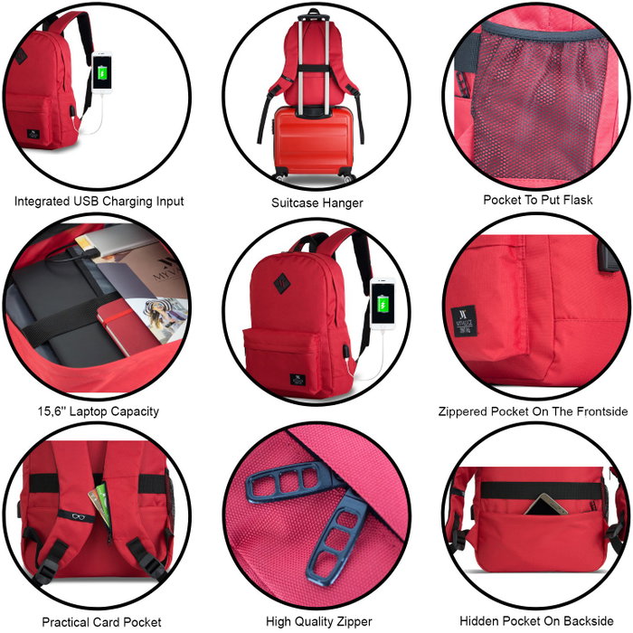 Zoozie Bags 8695 Bolsa para Portátil Resistente al Agua con USB Integrado, Hasta 15.6 Pulgadas, Color Ciruela