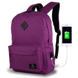 Zoozie Bags 8695 Bolsa para Portátil Resistente al Agua con USB Integrado, Hasta 15.6 Pulgadas, Color Ciruela