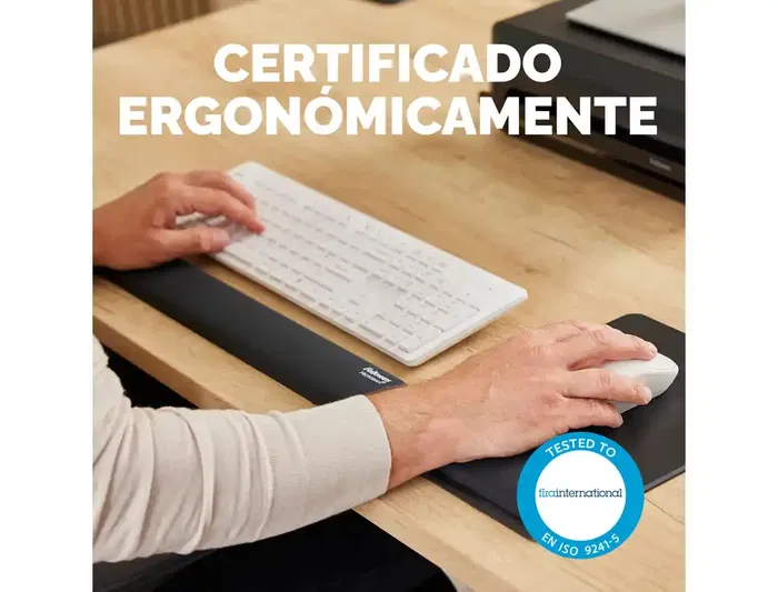 Fellowes Reposamuñecas para Teclado Compacto Negro 100142575 con Almohadilla Hex Cushion