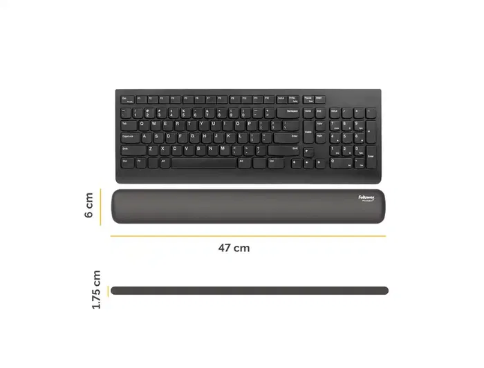 Fellowes Reposamuñecas para Teclado Compacto Negro 100142575 con Almohadilla Hex Cushion