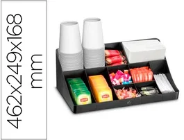 Cep Bandeja organizadora para snacks con 11 compartimentos de poliestireno en color negro especial para bebidas calientes