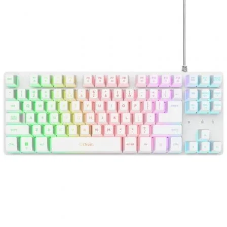 Trust GXT 833 Thado Teclado Compacto USB 2.0 Cable 1.5m Iluminación RGB Blanco