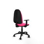 Silla de oficina Algarra con mecanismo Contacto permanente básico tapizada con Similpiel color Rosa. Equipada con Base poliamida negra, Brazos 1D y Ruedas de parqué