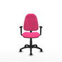 Silla de oficina Algarra con mecanismo Contacto permanente básico tapizada con Similpiel color Rosa. Equipada con Base poliamida negra, Brazos 1D y Ruedas de parqué