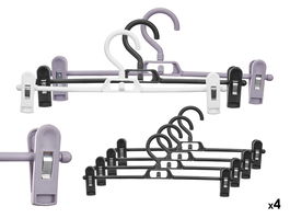 Kipit Set 4 Perchas con Pinzas, 3 Colores Surtidos Oscuras, Plástico y Metal, 34 x 3.5 x 22 cm (Set de 24)